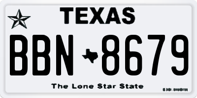 TX license plate BBN8679