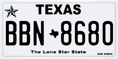 TX license plate BBN8680