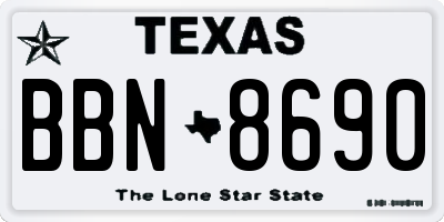 TX license plate BBN8690