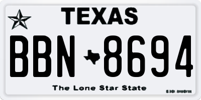 TX license plate BBN8694