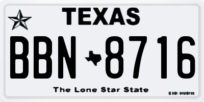 TX license plate BBN8716