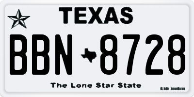 TX license plate BBN8728