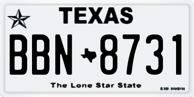 TX license plate BBN8731