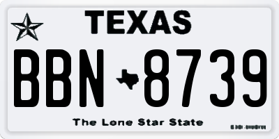 TX license plate BBN8739