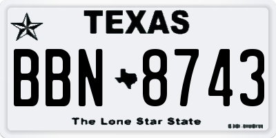 TX license plate BBN8743