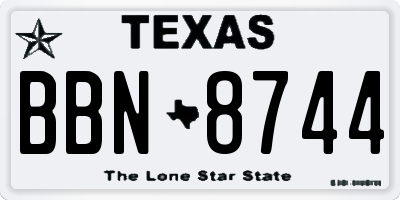 TX license plate BBN8744