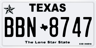 TX license plate BBN8747