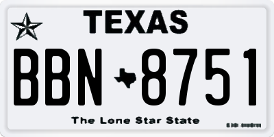 TX license plate BBN8751