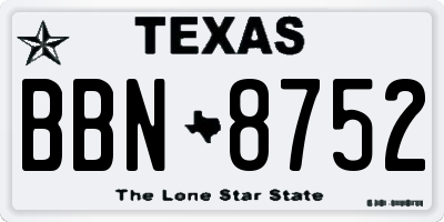 TX license plate BBN8752