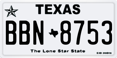 TX license plate BBN8753