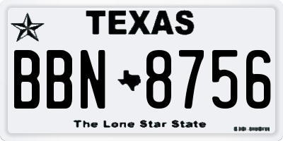 TX license plate BBN8756
