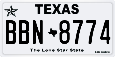 TX license plate BBN8774