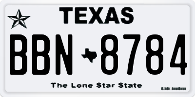 TX license plate BBN8784
