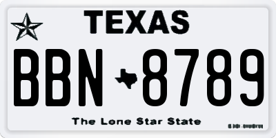 TX license plate BBN8789