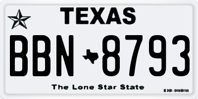 TX license plate BBN8793
