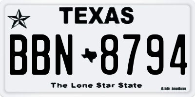 TX license plate BBN8794