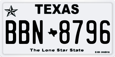 TX license plate BBN8796