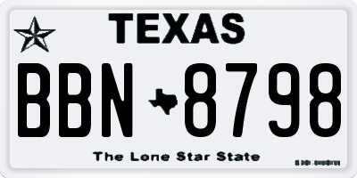 TX license plate BBN8798