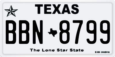 TX license plate BBN8799