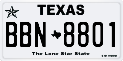 TX license plate BBN8801