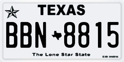 TX license plate BBN8815