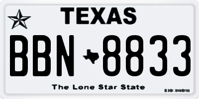 TX license plate BBN8833