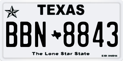 TX license plate BBN8843