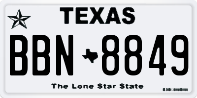 TX license plate BBN8849