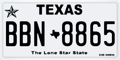 TX license plate BBN8865