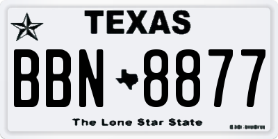 TX license plate BBN8877