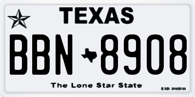 TX license plate BBN8908