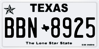 TX license plate BBN8925