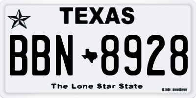 TX license plate BBN8928