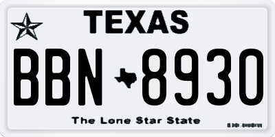 TX license plate BBN8930