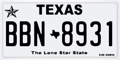 TX license plate BBN8931