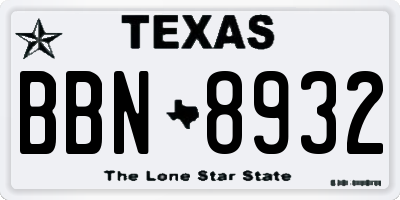 TX license plate BBN8932