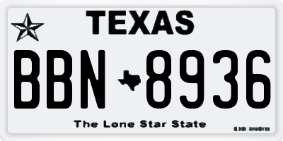 TX license plate BBN8936