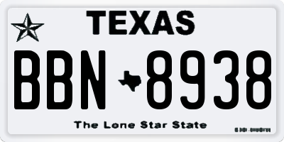 TX license plate BBN8938