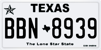 TX license plate BBN8939