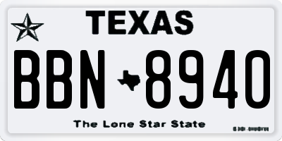 TX license plate BBN8940
