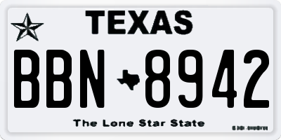 TX license plate BBN8942