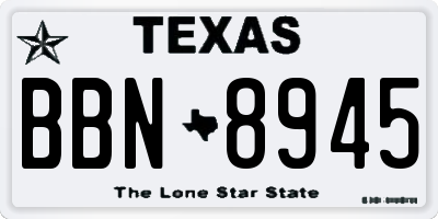 TX license plate BBN8945