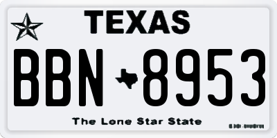 TX license plate BBN8953