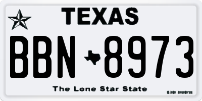 TX license plate BBN8973