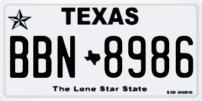 TX license plate BBN8986