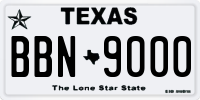 TX license plate BBN9000