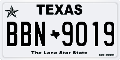 TX license plate BBN9019