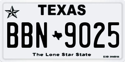 TX license plate BBN9025