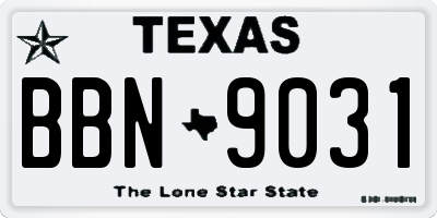 TX license plate BBN9031