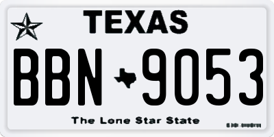 TX license plate BBN9053